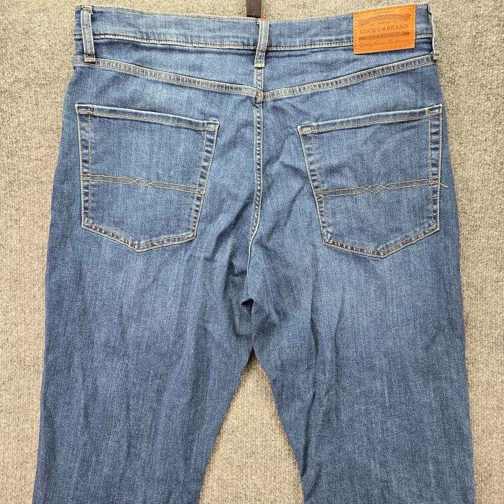Lucky Brand 410 Jeans 36x34 Medium Wash Blue Denim Athletic Straight Leg Stretch